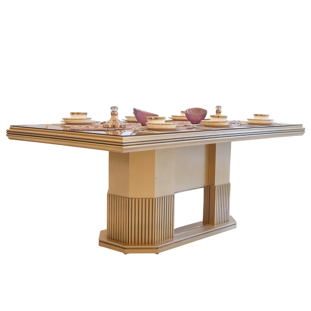 سفرة NILUVER (فضية + دلسوار + طاولة 8 كراسي)