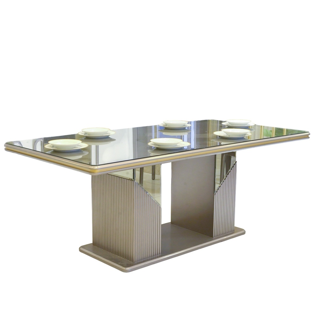 سفرة نيو كلاسيك DESIGN (فضية + دلسوار + 8كراسي)