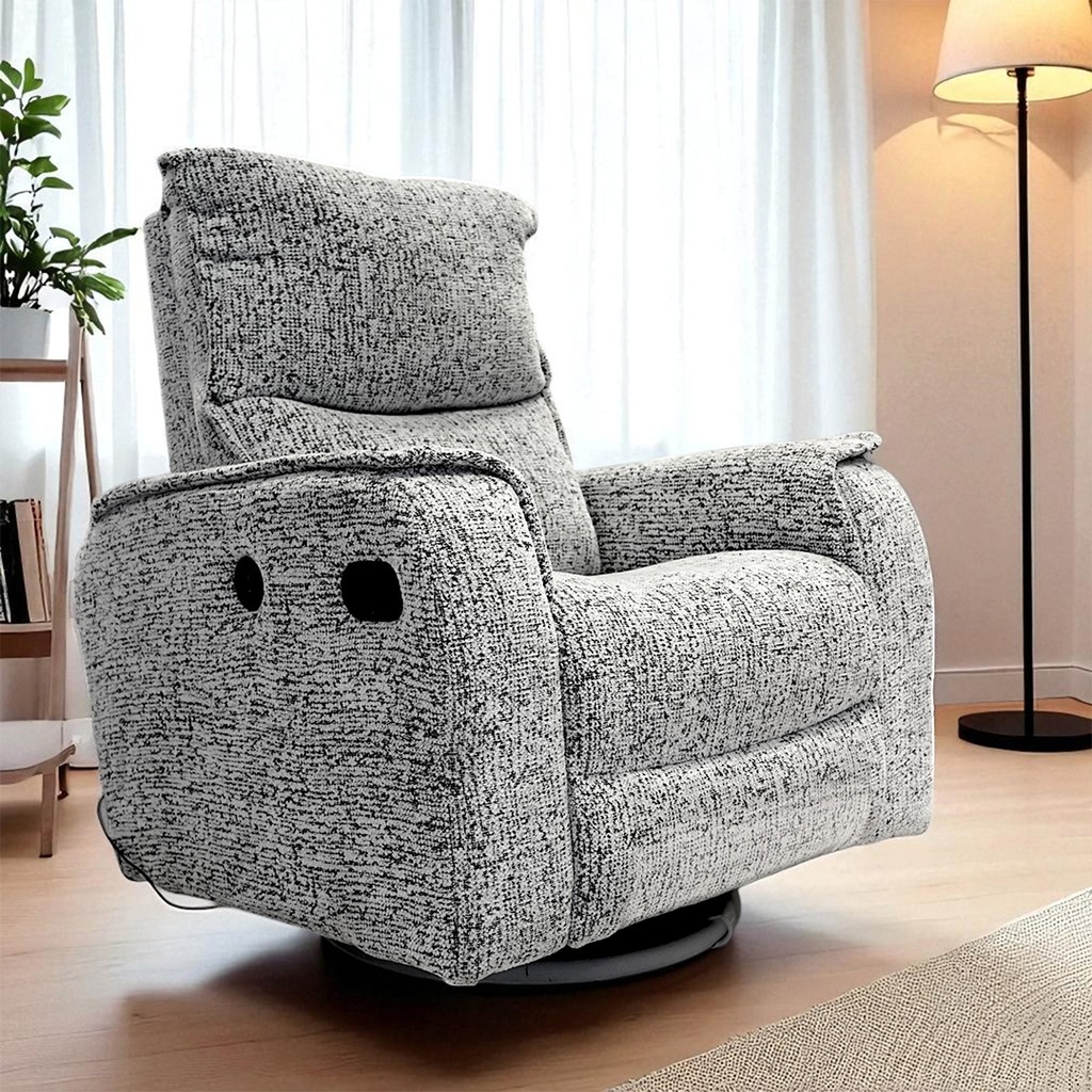 كرسي ريكلاينر FUSION ابيض موشح 